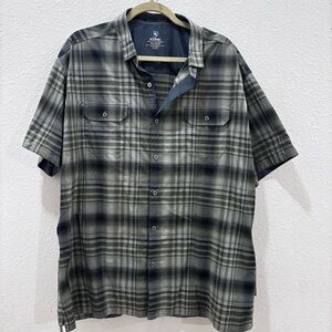 Kuhl Men's Grey Blue Plaid Short Sleeve Button Up Shirt XXL